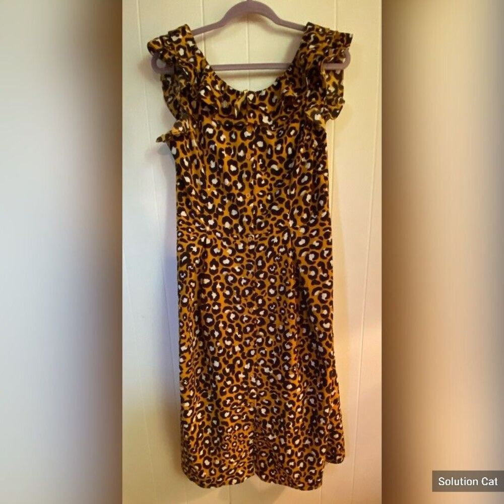 Who What Wear Dress Women’s Medium Brown Black Leopard Print Sleeveless Maxi